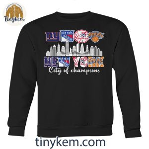 New York City Of Champions With Giants2C Rangers2C Yankees2C Knicks Shirt 3 ciEne