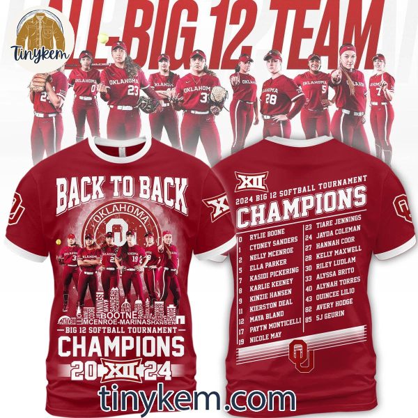 Oklahoma Sooners Back To Back Big 12 Softball Tournament 2024 Champions Shirt