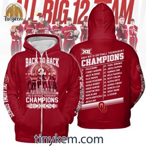 Oklahoma Sooners Back To Back Big 12 Softball Tournament 2024 Champions Shirt 6 FjXkf