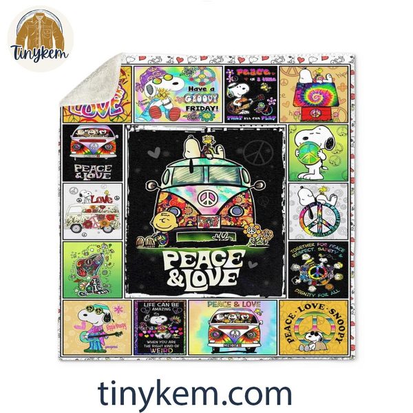 Peanuts Peace & Love Hippie Quilt Blanket