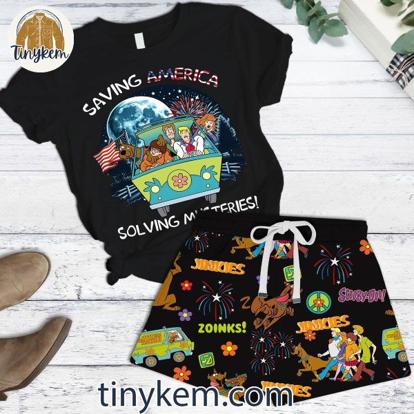 Scooby Doo Saving American Tshirt and Short Set – Gift for Independence Day