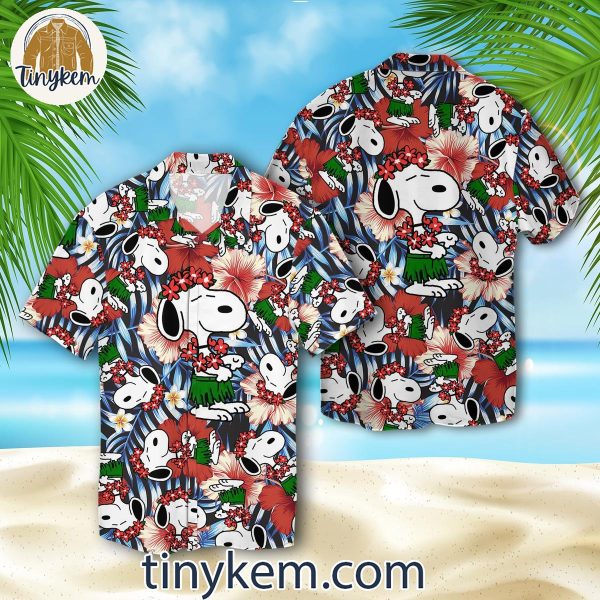 Snoopy Hibicus Flowers Hawaiian Shirt And Shorts