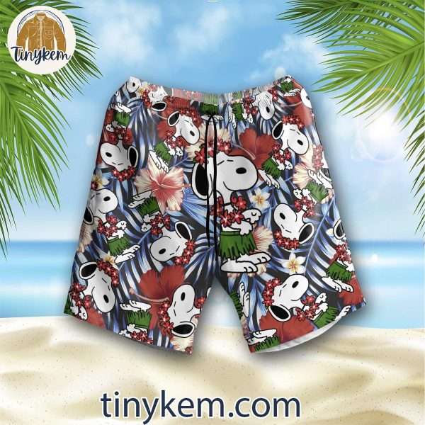 Snoopy Hibicus Flowers Hawaiian Shirt And Shorts