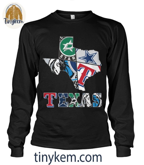 Texas Sport Teams With Dallas Cowboys,  Stars, Mavericks, Rangers T-Shirt