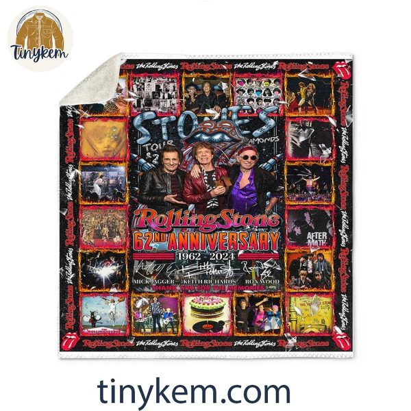 The Rolling Stones 62nd Anniversary 1962-2024 Quilt Blanket