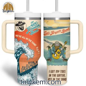 Zac Brown Band Themed Insulated Travel 40oz Tumbler- ‘Toes in the Water, Ass in the Sand’ Lyric Design