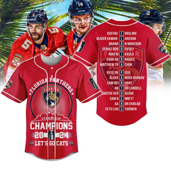 Florida Panthers 2024 Stanley Cup Champions Baseball Jersey