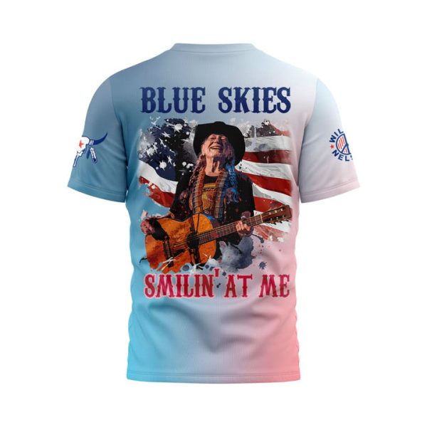 Willie Nelson 3D Tshirt: Blue Skies Smilin’ At Me