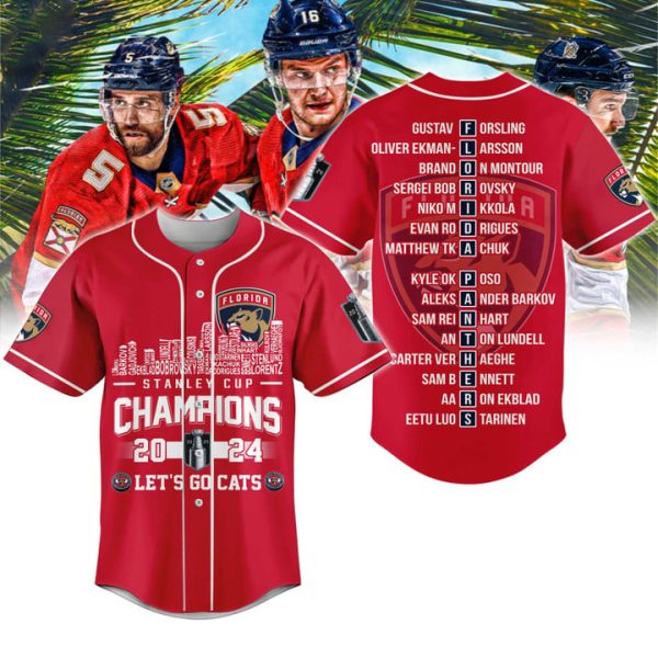 Florida Panthers 2024 Stanley Cup Champions Baseball Jersey