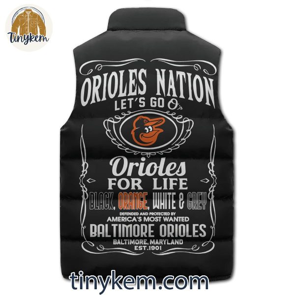 Baltimore Orioles Puffer Sleeveless Jacket: Orioles Nation