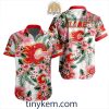 Carolina Hurricanes Hawaiian Button Shirt With Hibiscus Flowers Design