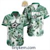 Columbus Blue Jackets Hawaiian Button Shirt With Hibiscus Flowers Design