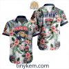 Edmonton Oilers Hawaiian Button Shirt With Hibiscus Flowers Design