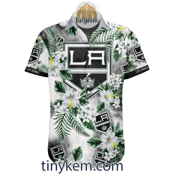 Los Angeles Kings Hawaiian Button Shirt With Hibiscus Flowers Design