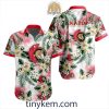 New York Rangers Hawaiian Button Shirt With Hibiscus Flowers Design