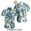 St. Louis Blues Hawaiian Button Shirt With Hibiscus Flowers Design