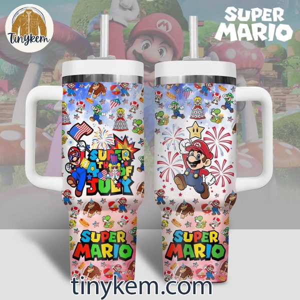 Super Mario 4th of July 40oz Tumbler with Handle
