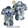 Vancouver Canucks Hawaiian Button Shirt With Hibiscus Flowers Design