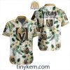 Vancouver Canucks Hawaiian Button Shirt With Hibiscus Flowers Design