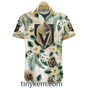 Vegas Golden Knights Hawaiian Button Shirt With Hibiscus Flowers Design