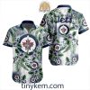 Washington Capitals Hawaiian Button Shirt With Hibiscus Flowers Design