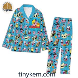 Courage The Cowardly Dog Cartoon Network Pajamas Set Orange Blue White Black 11 fldWu