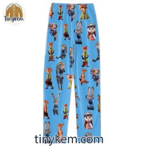 Disney Zootopia Judy Hopps And Nick Wilde Couple Pajamas Set Orange Blue 8 JCVa9