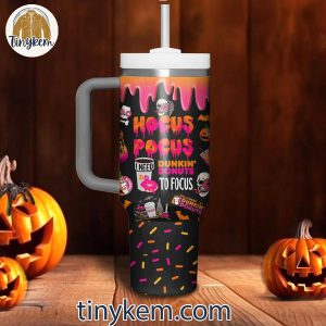 Hocus Pocus Need Dunkin Donuts To Focus Halloween 40 Oz Tumbler Black White 3 JXIT2