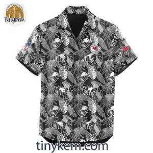 Kansas City Chiefs Black White Tropical Leaves Hawaiian Shirt 2 lQl8D