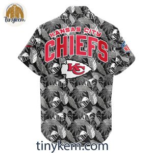 Kansas City Chiefs Black White Tropical Leaves Hawaiian Shirt 3 9SOzZ