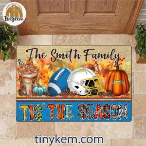 Los Angeles Chargers Fall Tis The Season Customized Doormat 3 7Fhge