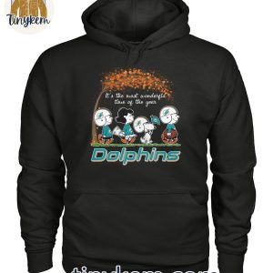 Miami Dolphins Peanuts Charlie Browns And Snoopy In Fall T-Shirt