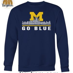 Michigan Wolverines Go Blue Football Player Name Skyline Shirt