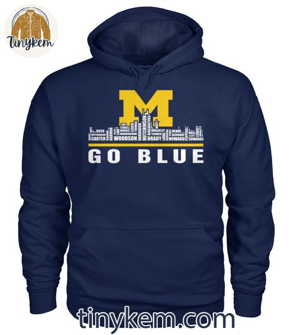 Michigan Wolverines Go Blue Football Player Name Skyline Shirt