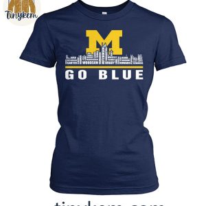 Michigan Wolverines Go Blue Football Player Name Skyline Shirt 4 2efHr