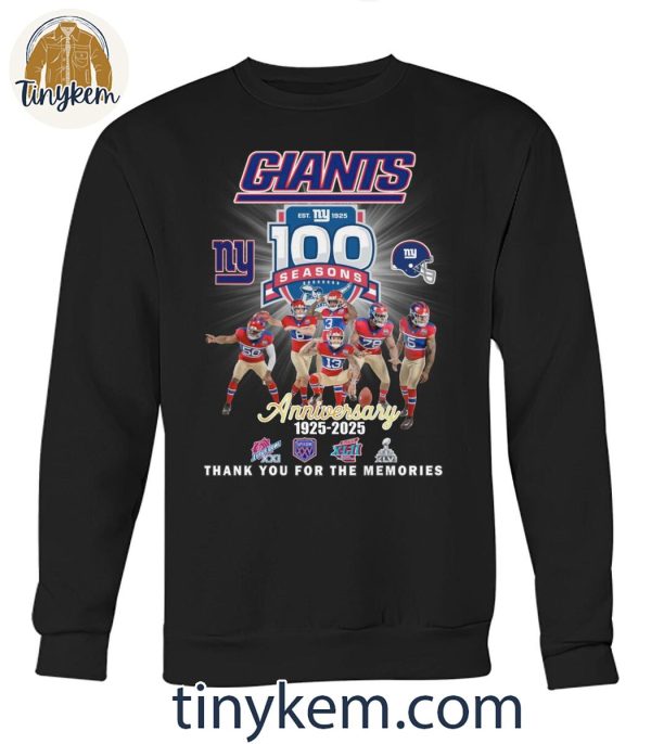 New York Giants Thank You For The Memories Of 100 Years 1925-2025 T-Shirt