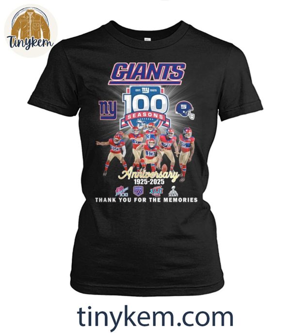 New York Giants Thank You For The Memories Of 100 Years 1925-2025 T-Shirt