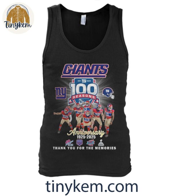 New York Giants Thank You For The Memories Of 100 Years 1925-2025 T-Shirt