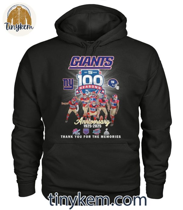 New York Giants Thank You For The Memories Of 100 Years 1925-2025 T-Shirt