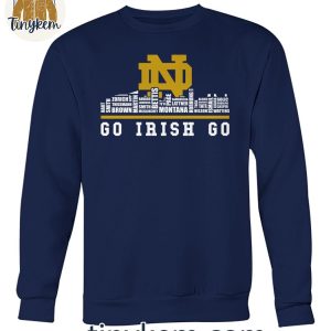 Notre Dame Fighting Irish Go Irish Go Football Player Name Skyline Shirt 2 tK8hC