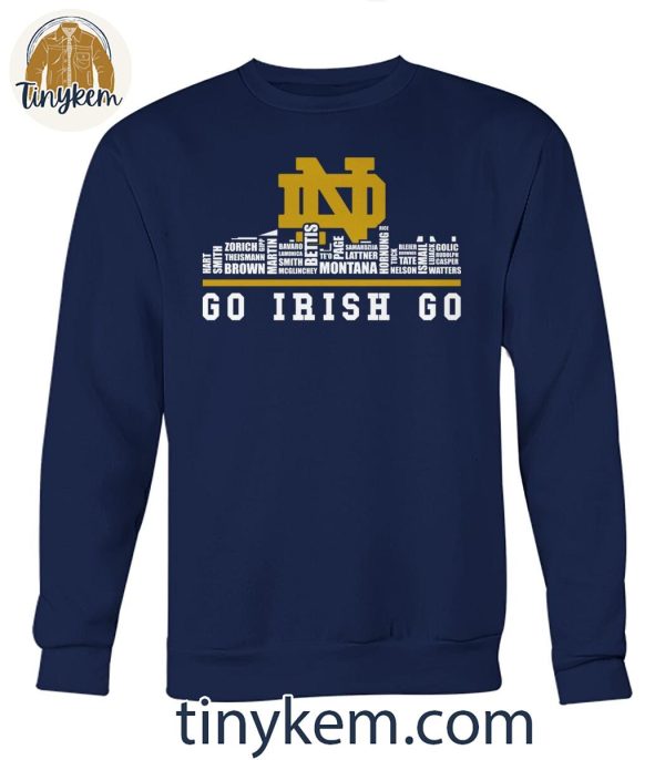 Notre Dame Fighting Irish Go Irish Go Football Player Name Skyline Shirt