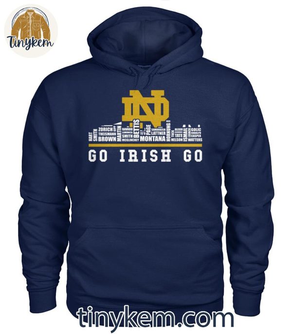 Notre Dame Fighting Irish Go Irish Go Football Player Name Skyline Shirt