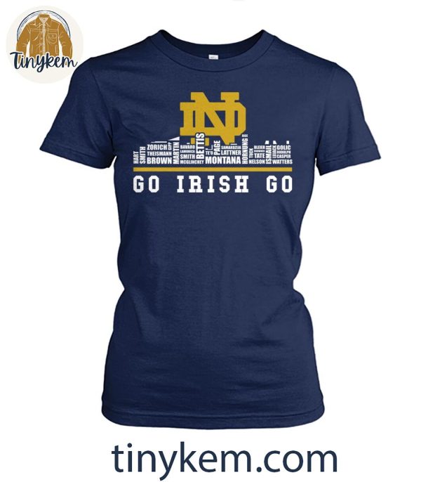 Notre Dame Fighting Irish Go Irish Go Football Player Name Skyline Shirt