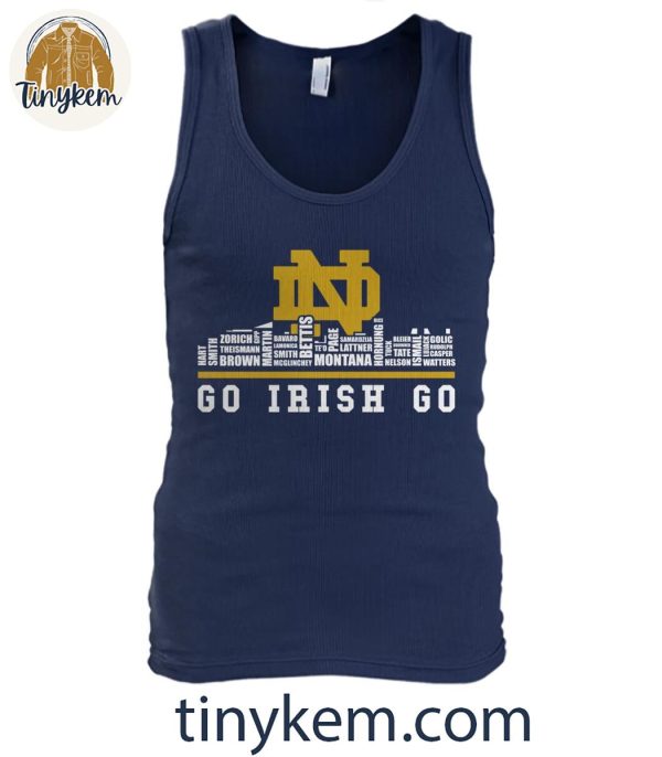 Notre Dame Fighting Irish Go Irish Go Football Player Name Skyline Shirt