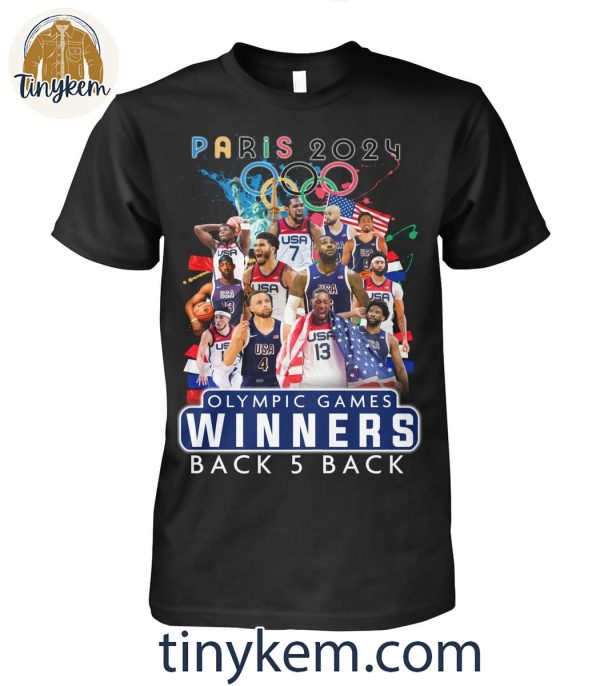 Paris Olympic 2024 USA Basketball Winners Back 5 Back T-Shirt