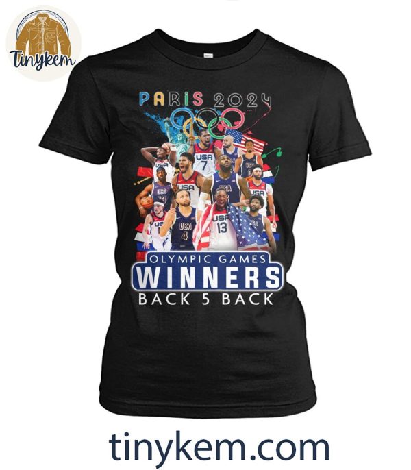 Paris Olympic 2024 USA Basketball Winners Back 5 Back T-Shirt