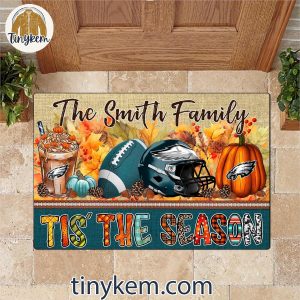 Philadelphia Eagles Fall Tis The Season Customized Doormat 3 SUEED