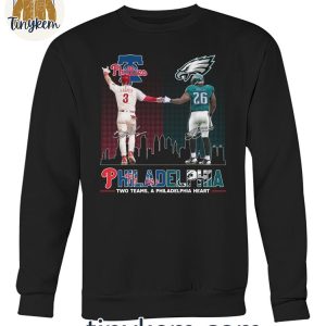 Philadelphia Phillies Philadelphia Eagles Two Team A Philadelphia Heart T Shirt 3 1xcTA