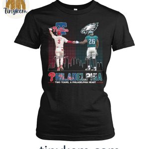 Philadelphia Phillies Philadelphia Eagles Two Team A Philadelphia Heart T Shirt 4 W856G