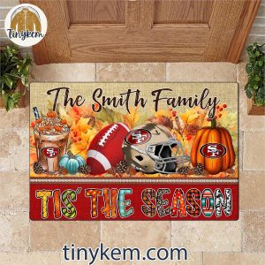 San Francisco 49ers Fall Tis The Season Customized Doormat 3 HILvh